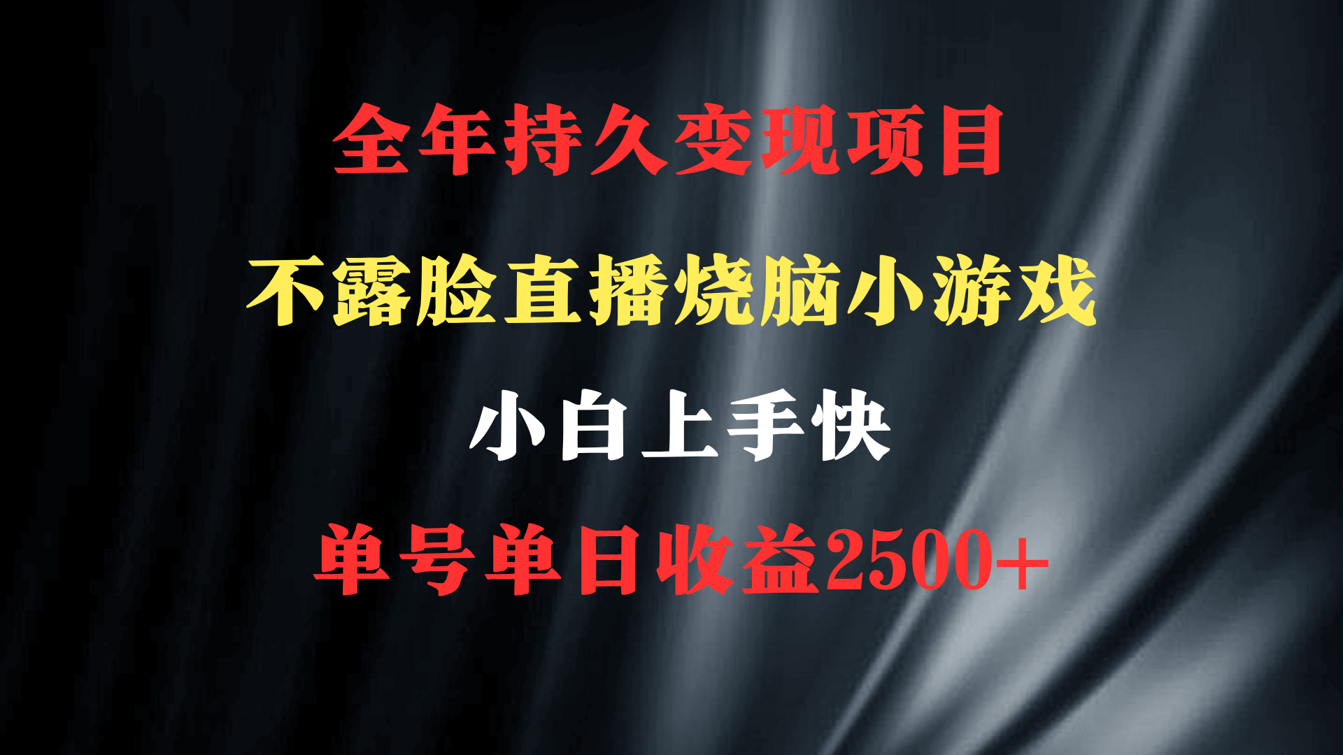 2024年 最优项目,烧脑小游戏不露脸直播  小白上手快 无门槛 一天收益2500+