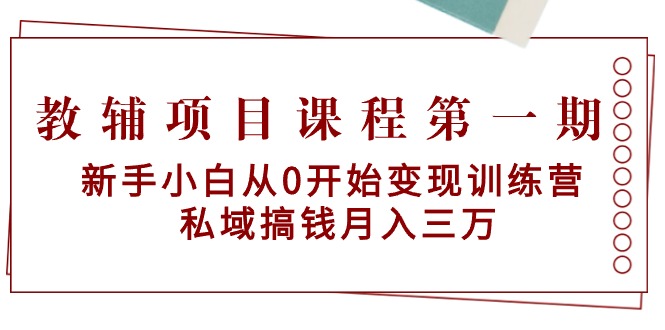 教辅项目课程第一期：新手小白从0开始变现训练营  私域搞钱月入三万