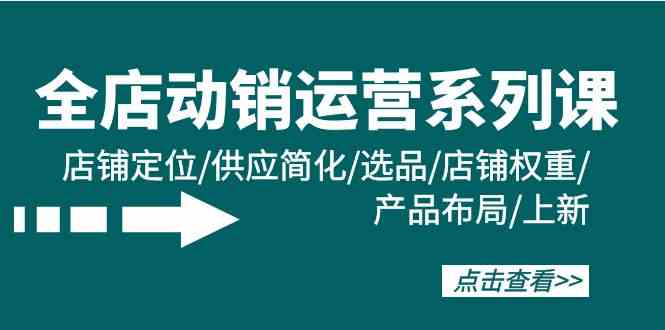 全店动销运营系列课:店铺定位/供应简化/选品/店铺权重/产品布局/上新