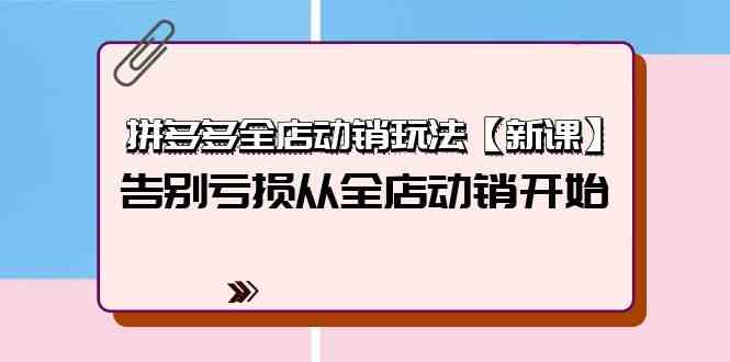 拼多多全店动销玩法【新课】,告别亏损从全店动销开始(4节视频课)