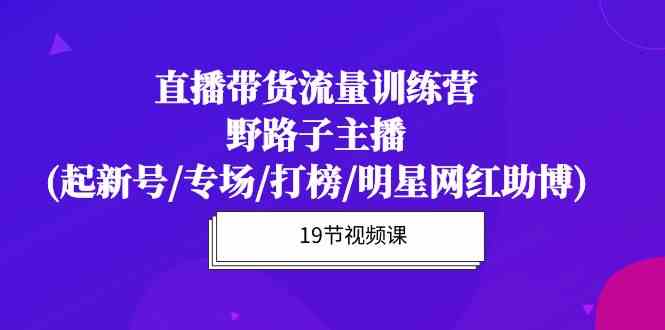 直播带货流量特训营,野路子主播(起新号/专场/打榜/明星网红助博)