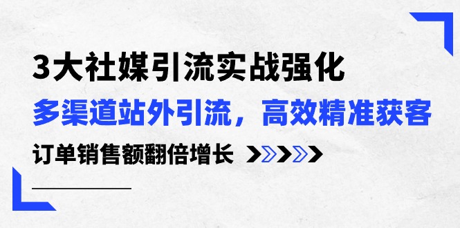 3大社媒引流实操强化,多渠道站外引流/高效精准获客/订单销售额翻倍增长