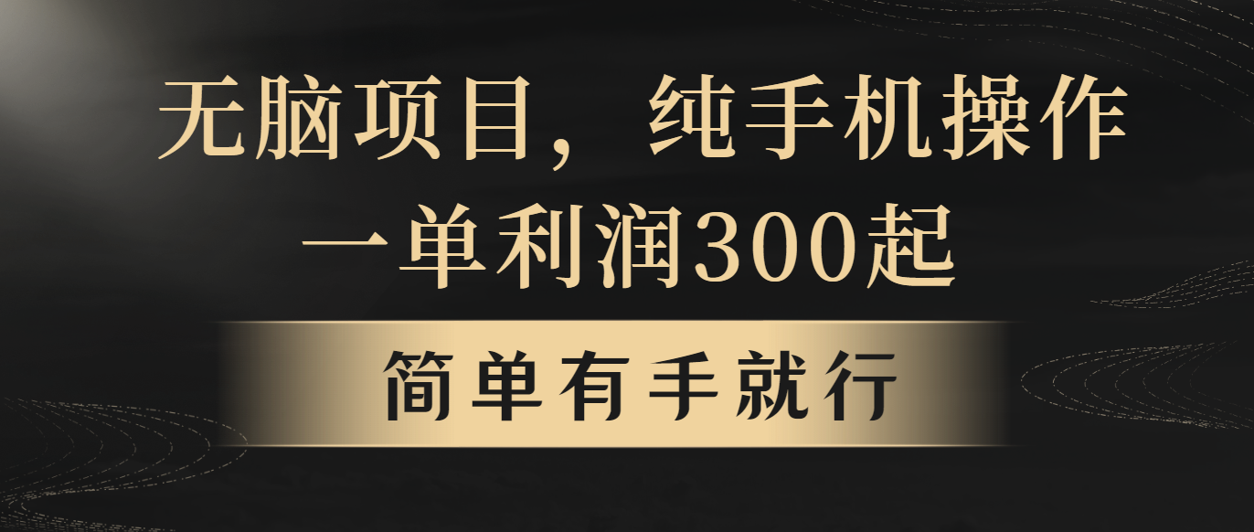 无脑项目,一单几百块,轻松月入5w+,看完就能直接操作