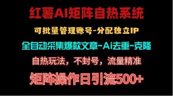 红薯矩阵自热系统,独家不死号引流玩法!矩阵操作日引流500+