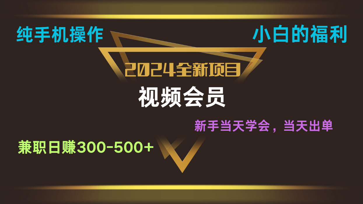 影视会员兼职日入500-800,纯手机操作当天上手当天出单 小白福利
