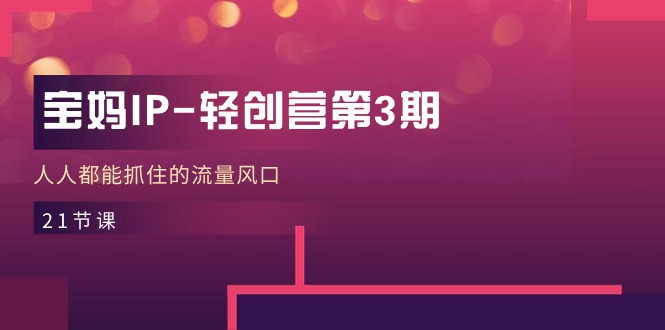 宝妈IP-轻创营第3期,人人都能抓住的流量风口(21节课)