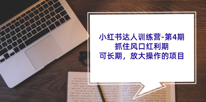 小红书达人训练营-第4期:抓住风口红利期,可长期,放大操作的项目