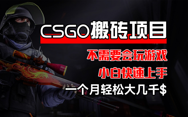 CSGO 装备搬砖项目,操作简单,不需要会玩游戏,小白也能快速上手,一个月轻松大几千$