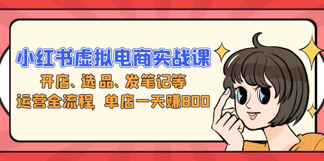 小红书虚拟电商实战课:开店、选品、发笔记等运营全流程,单店一天赚800
