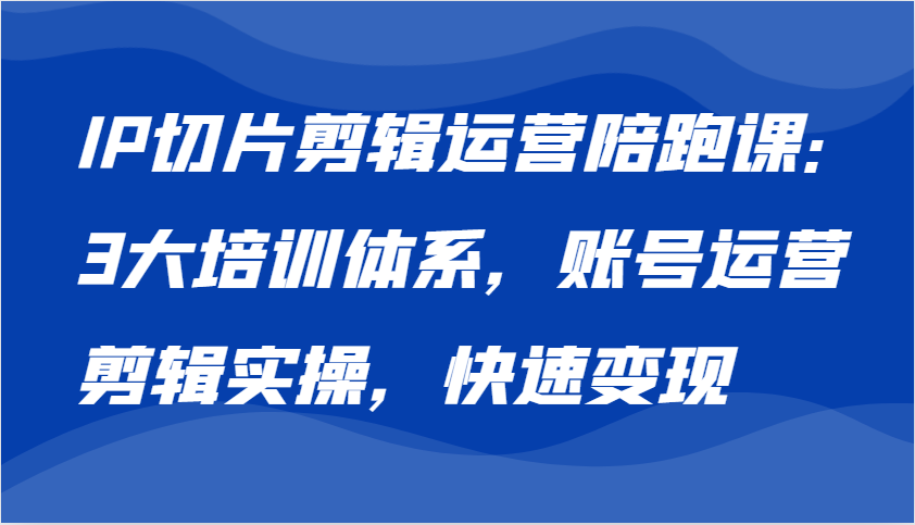 IP切片剪辑运营陪跑课,3大培训体系,账号运营 剪辑实操 快速变现
