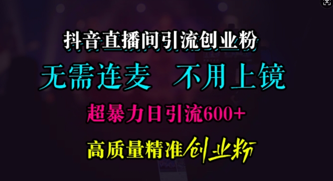 抖音直播间引流创业粉,无需连麦、无需上镜,超暴力日引流600+高质量精准创业粉