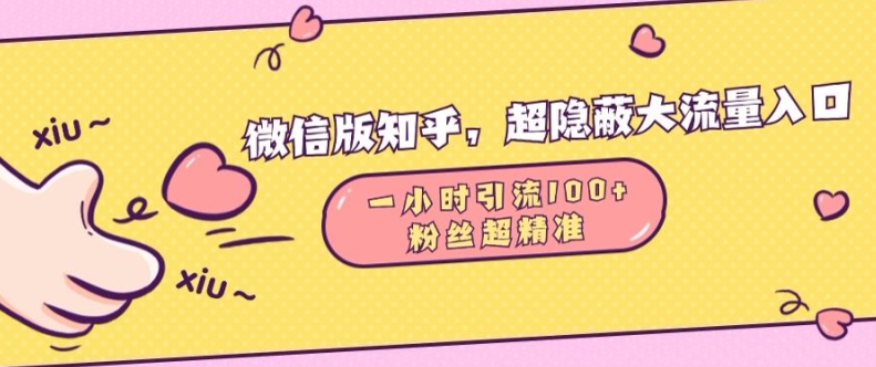 微信版知乎,超隐蔽流量入口1小时引流100人,粉丝质量超高