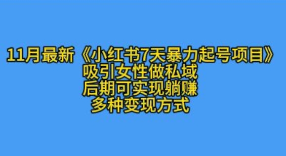 K总部落11月最新小红书7天暴力起号项目,吸引女性做私域