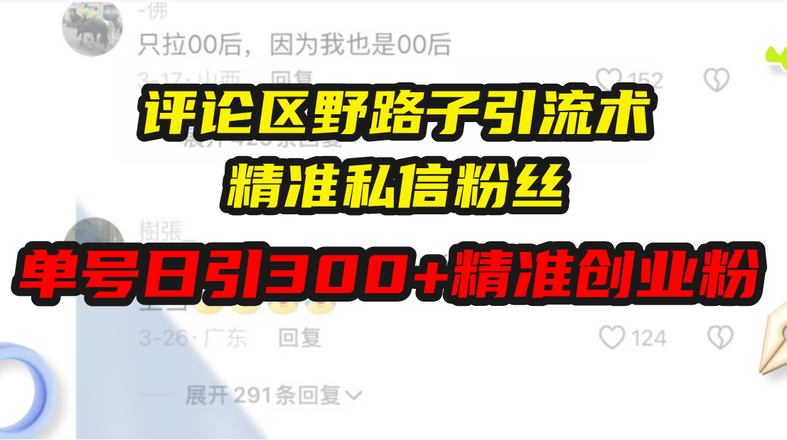 评论区野路子引流术,精准私信粉丝,单号日引流300+精准创业粉
