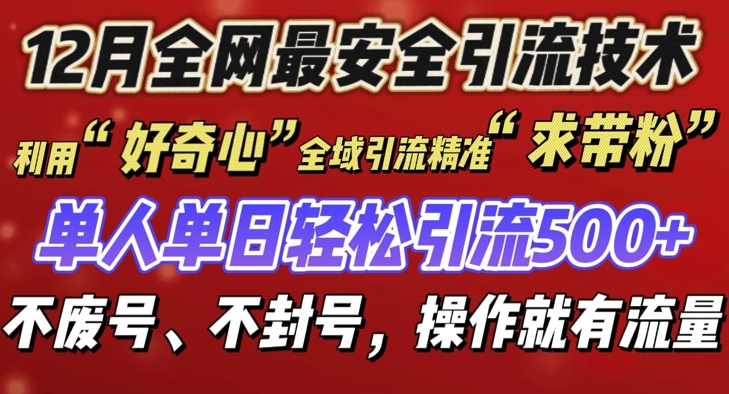 12 月份全网最安全引流创业粉技术来袭,不封号不废号,有操作就有流量
