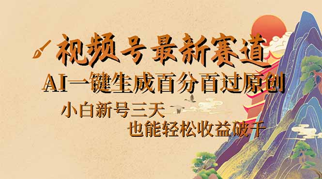 视频号最新爆火赛道,AI一键生成百分百过原创,小白新号三天,也能轻松…