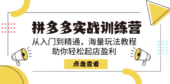 拼多多实战训练营,从入门到精通,海量玩法教程,助你轻松起店盈利