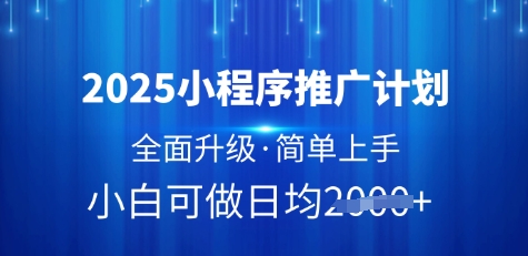 2025小程序推广计划,全面升级,简单上手,日均多张