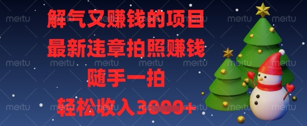 解气又挣钱的项目,最新违章拍照挣钱,随手一拍,轻松收入数张