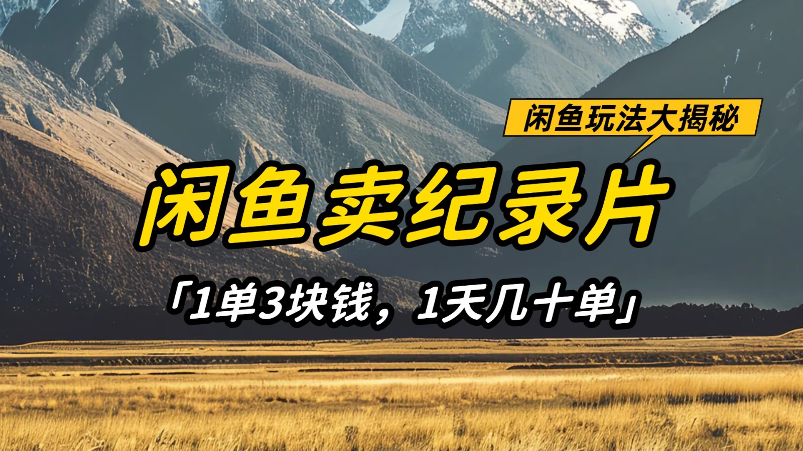 闲鱼卖纪录片,简单又赚钱的小项目,1单3块钱  1天几十单