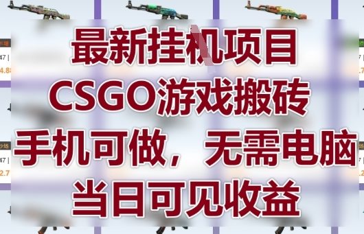 最新挂G项目,CSGO游戏搬砖,手机可做,无需电脑,当日见收益