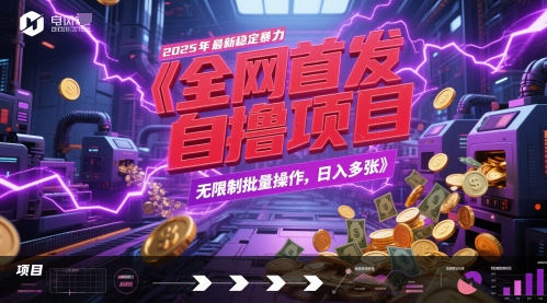 全网首发,2025年最新稳定暴力全自动自撸项目,无限制批量操作,日入多张