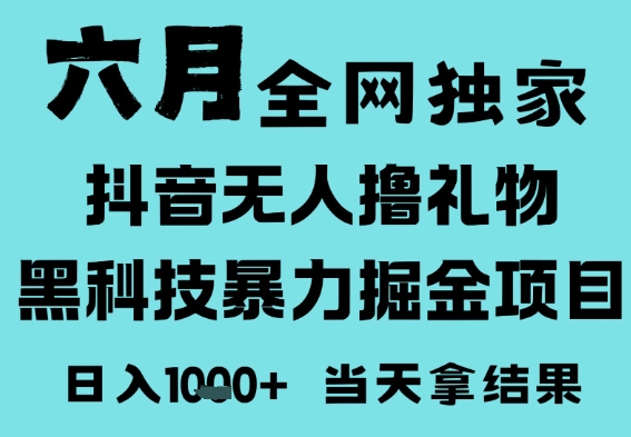 25年6月高爆抖音无人直播最新撸音浪掘金项目,门槛低小白可做,无脑日入1k,可矩阵放大