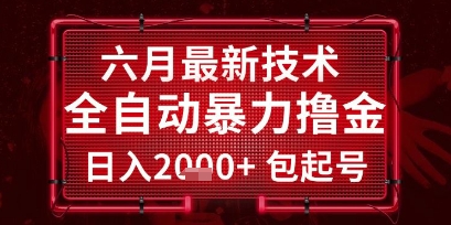 六月最新技术全自动暴力撸金,稳定日入2k+包起号,长期稳定