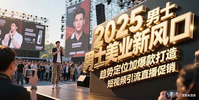 2025男士美业新风口,趋势定位加爆款打造,短视频引流直播促销