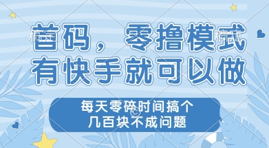 首码零撸项目,有快手就可以做,每天业务时间搞个几张不是问题