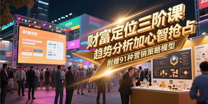 财富定位三阶课，趋势分析加心智抢占，附赠91种营销策略模型