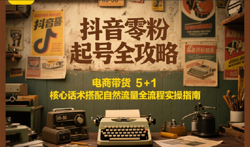 抖音零粉起号全攻略:电商带货 5+1 核心话术搭配自然流量全流程实操指南