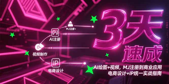 3天速成AI绘图+视频，MJ注册到商业应用，电商设计+IP统一实战指南