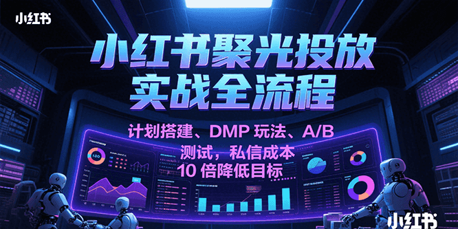 小红书聚光投放实战全流程,计划搭建、DMP玩法、A/B测试,私信成本10倍降低目标
