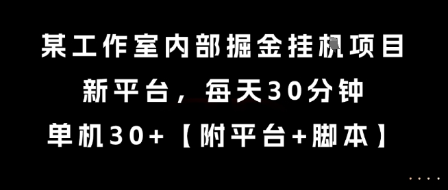 某工作室内部掘金挂G项目,新平台,每天30分钟,单机30+