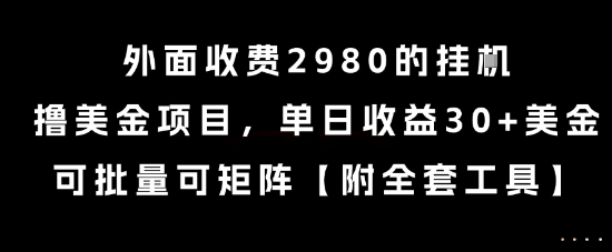 外面收费2980的挂G撸美金项目,单日收益30+美金,可批量可矩阵