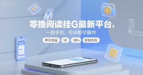 零撸阅读挂G最新平台,一部手机即可操作,单日收益50-3张+轻轻松松