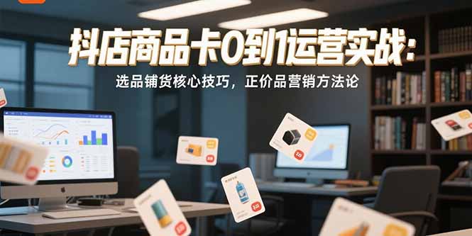 抖店商品卡0到1运营实战:选品铺货核心技巧,正价品营销方法论