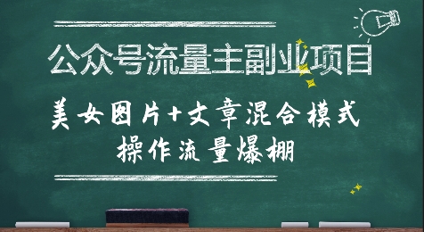 公众号流量主副业项目，美女图片+文章混合模式操作流量爆棚