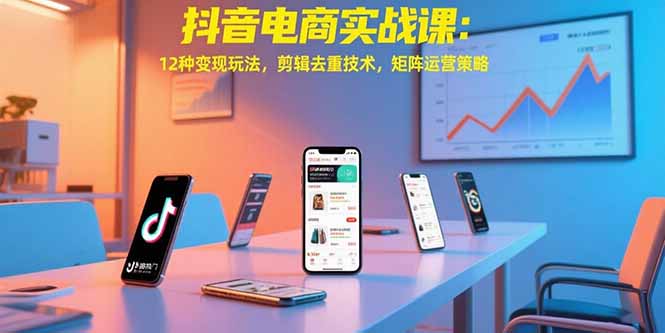 抖音电商实战课：12种变现玩法，剪辑去重技术，矩阵运营策略