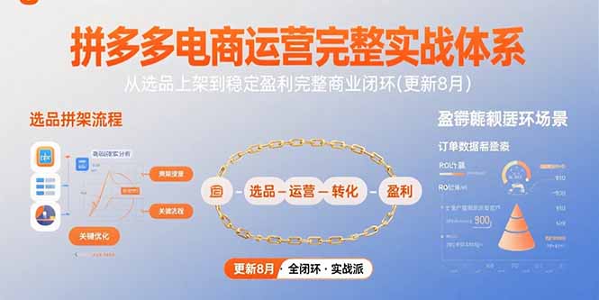 拼多多电商运营完整实战体系,从选品上架到稳定盈利完整商业闭环(更新8月)
