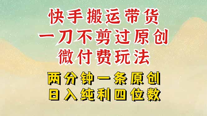 快手黑科技搬运带货,一刀不剪过原创,微付费投流玩法,轻松日入四位数…