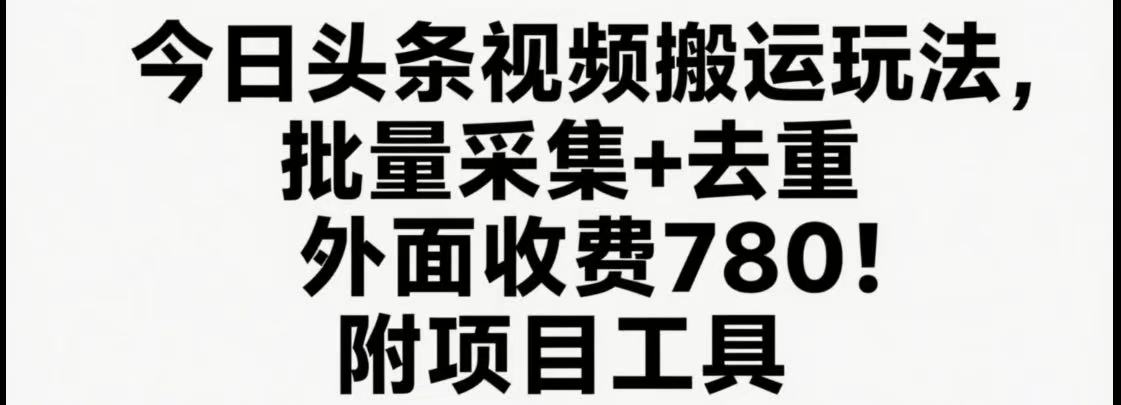 今日头条视频搬运玩法,软件一键去重,轻松日入500+附项目工具