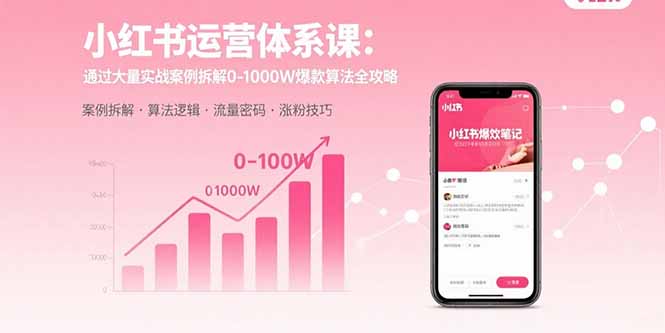 小红书运营体系课:通过大量实战案例拆解0-1000W爆款算法全攻略