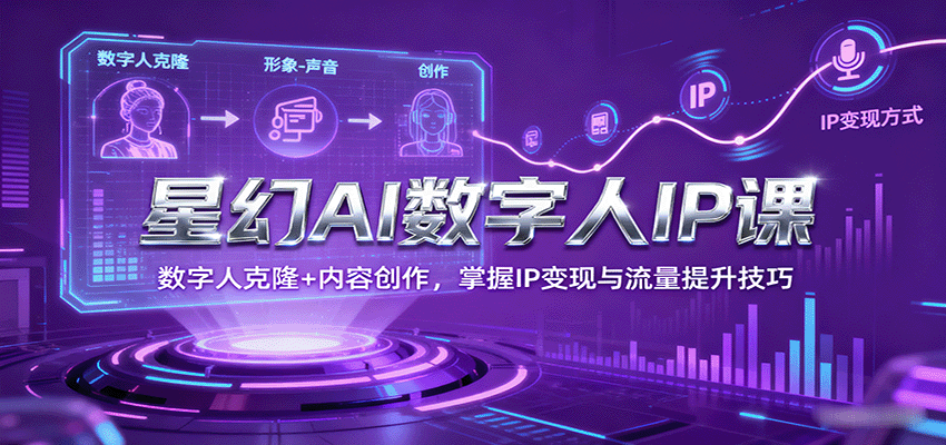 星幻AI数字人IP课,数字人克隆+内容创作,掌握IP变现与流量提升技巧