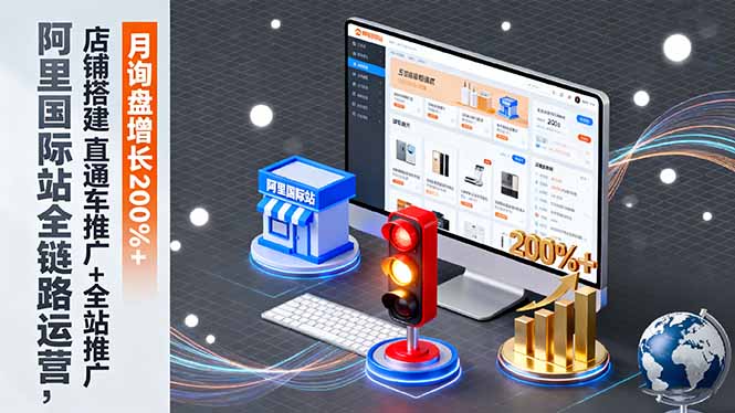 阿里国际站全链路运营，店铺搭建+直通车推广+全站推广，月询盘增长200%+