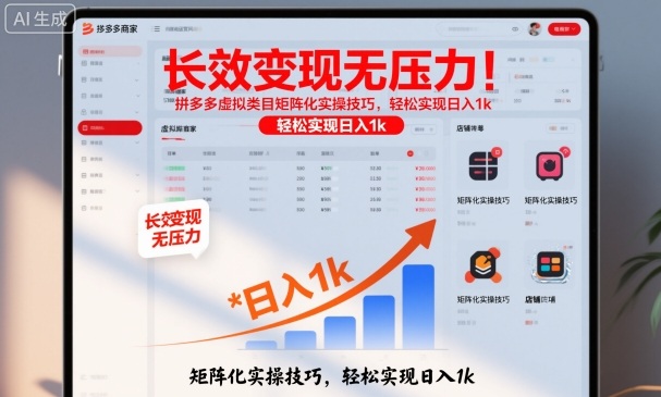长效变现无压力！拼多多虚拟类目矩阵化实操技巧，轻松实现日入1k