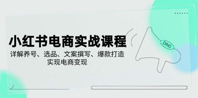 （14549期）小红书电商实战课程，详解养号、选品、文案撰写、爆款打造，实现电商变现