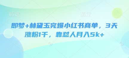 即梦+林黛玉完爆小红书商单,3天涨粉1千,靠怼人月入5k+ 即梦+林黛玉完爆小红书商单,3天涨粉1千,靠怼人月入5k+