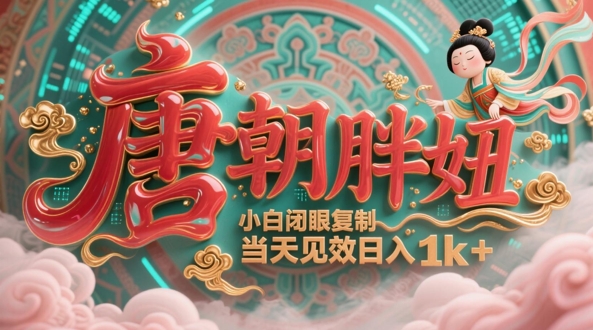 用AI克隆“唐朝胖妞”日更3条,平台疯狂推流,小白闭眼复制,当天见效,日入1k+ 用AI克隆“唐朝胖妞”日更3条,平台疯狂推流,小白闭眼复制,当天见效,日入1k+